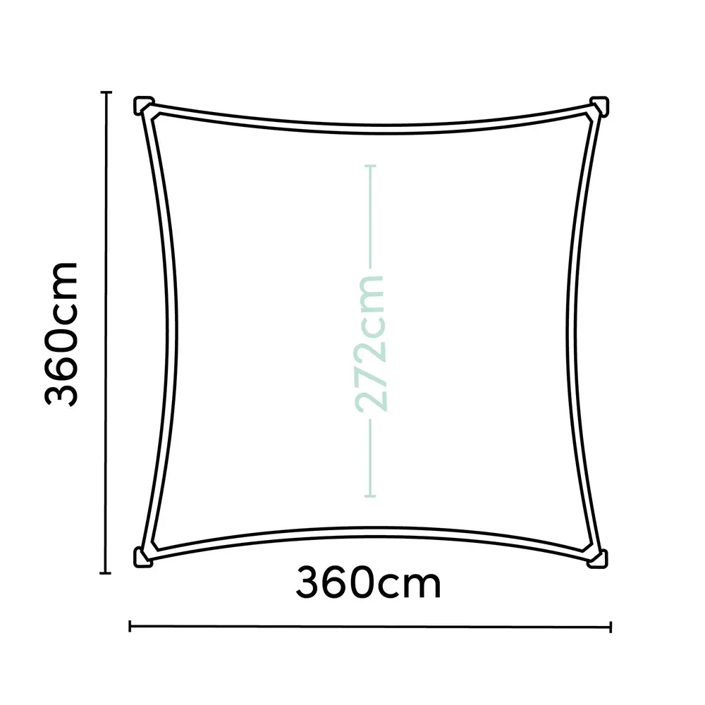 Coolfit aurinkopurje neliö 360x360cm green greige