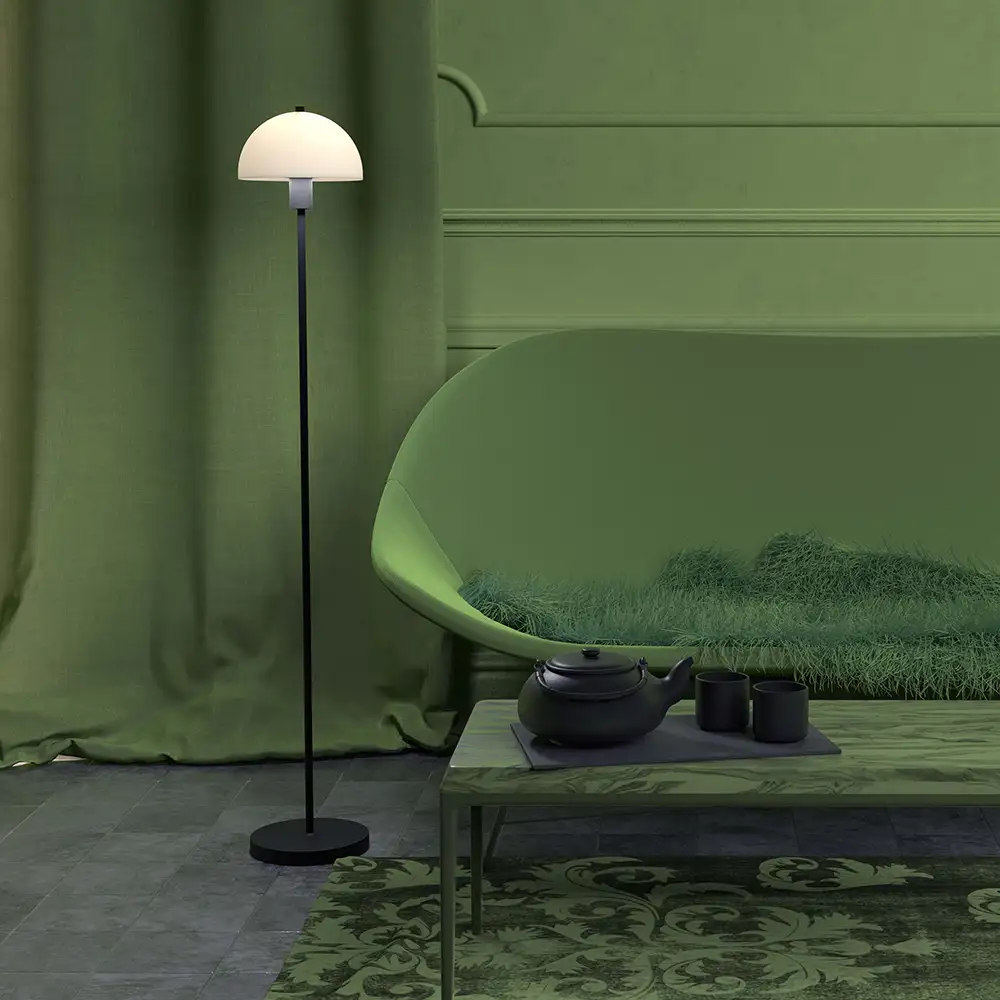 Vienda lattiavalaisin musta/lasi E14