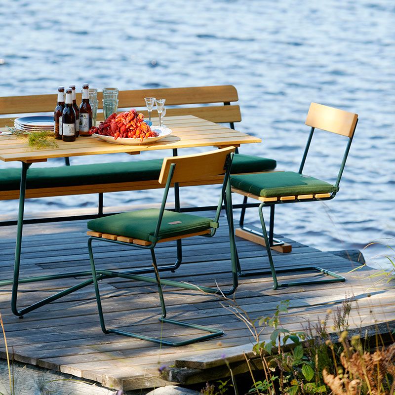 Pöytä 25A 120 käsittelemätön tiikki / kuumasinkitty runko Grythyttan Stålmöbler 