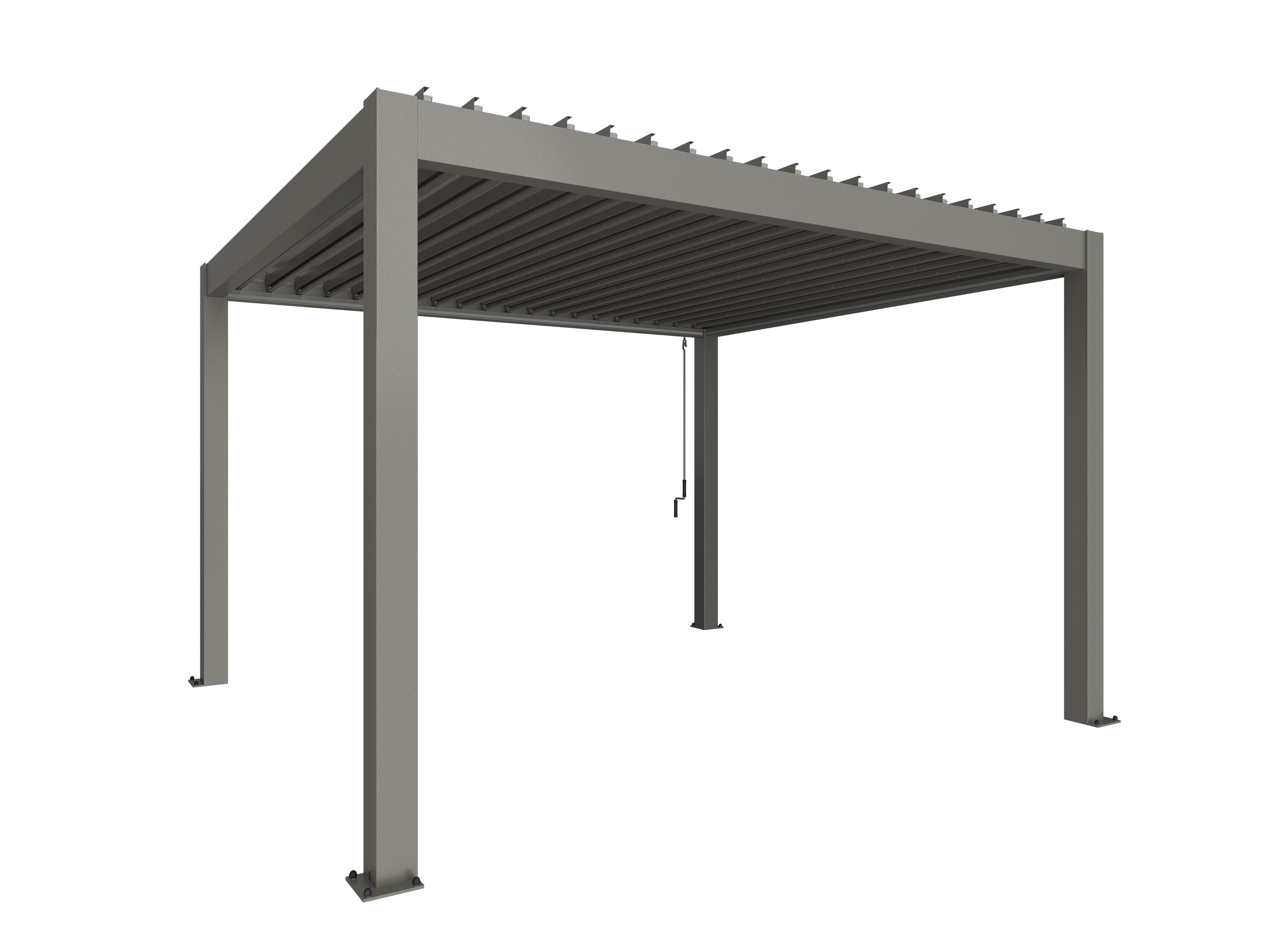 Pergola storlek 4 x 3,5 metallinen quartz harmaa