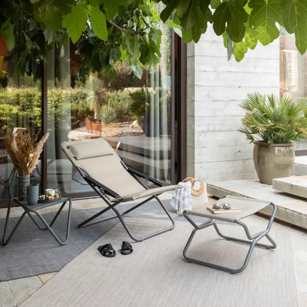 NEXT Js Footstool Bec Toile Porteuse/Tube Acier moka