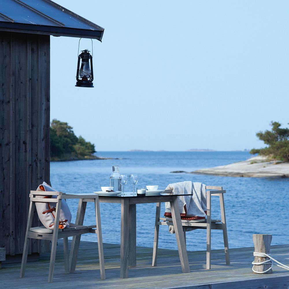 Oxnö ruokapöytä 100 x 220-300 cm tiikki Skargaarden