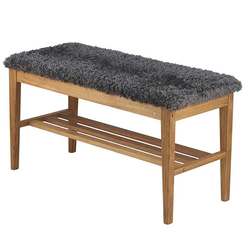 Nadja penkki lakattu tammi/ lampaannahka tumma harmaa