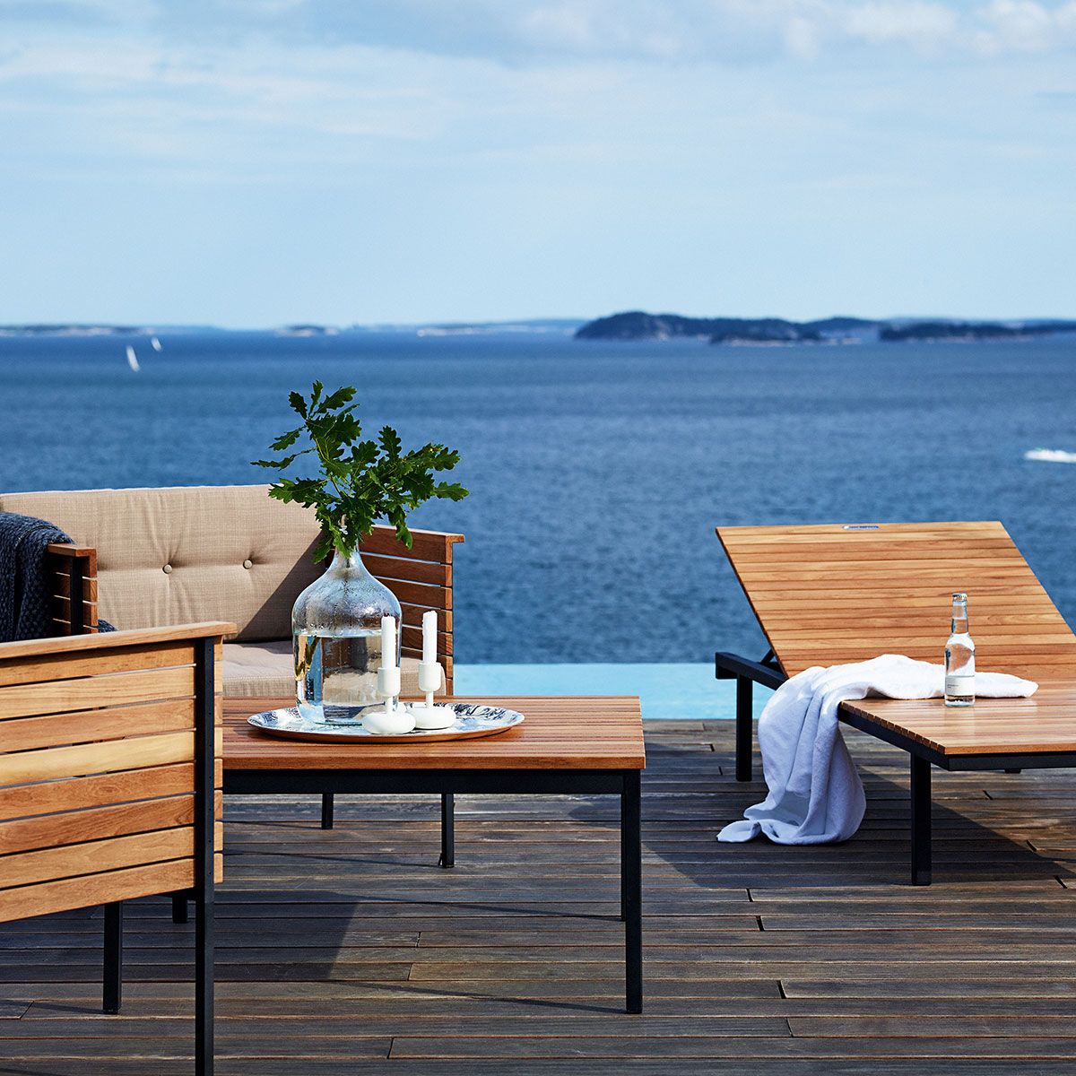 Häringe aurinkotuoli Teak/Musta 