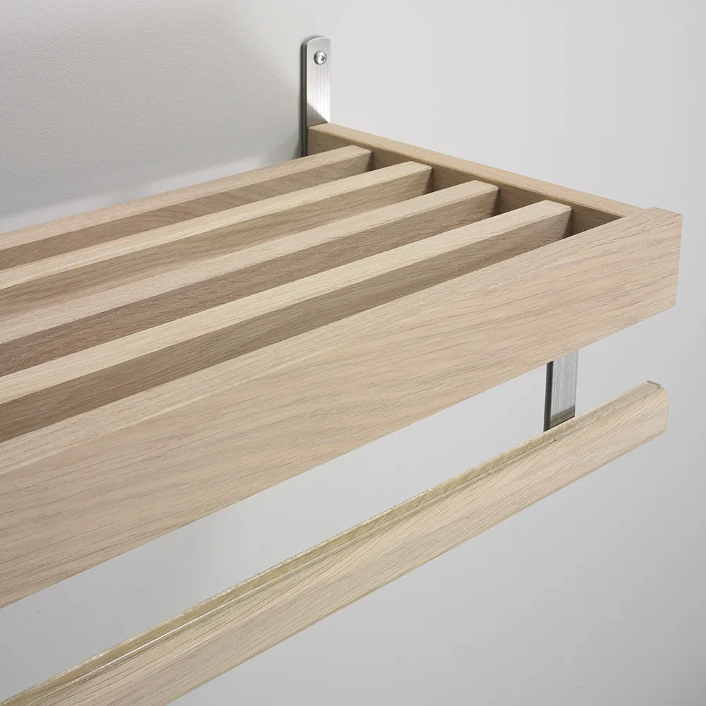 Nadja Hattuhylly 100 cm 1 taso Valkoinen öljytty tammi/teräsjaloteräs