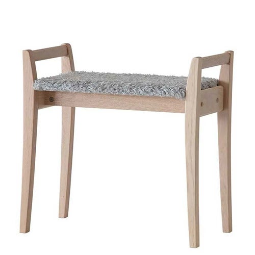 Meja jakkara Valkoinen öljytty tammi/ Lampaannahka look Vaaleanharmaa