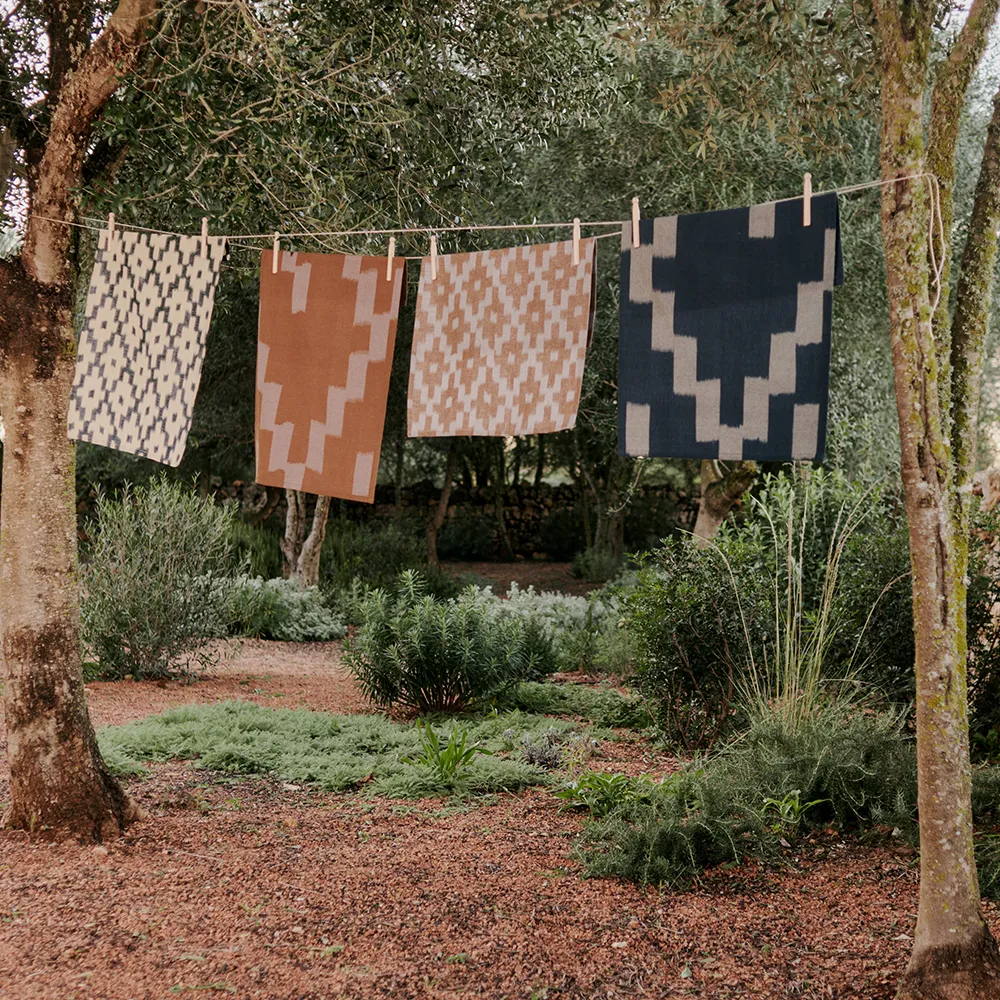 Ikat Teepyyhe - Terracotta/Mist Blue