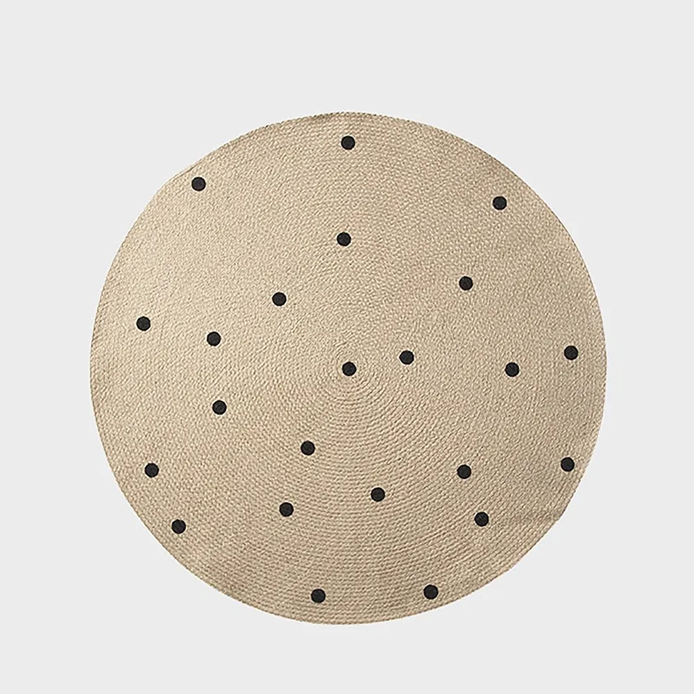 Pyöreä Juuttimatto Pilkuilla Small