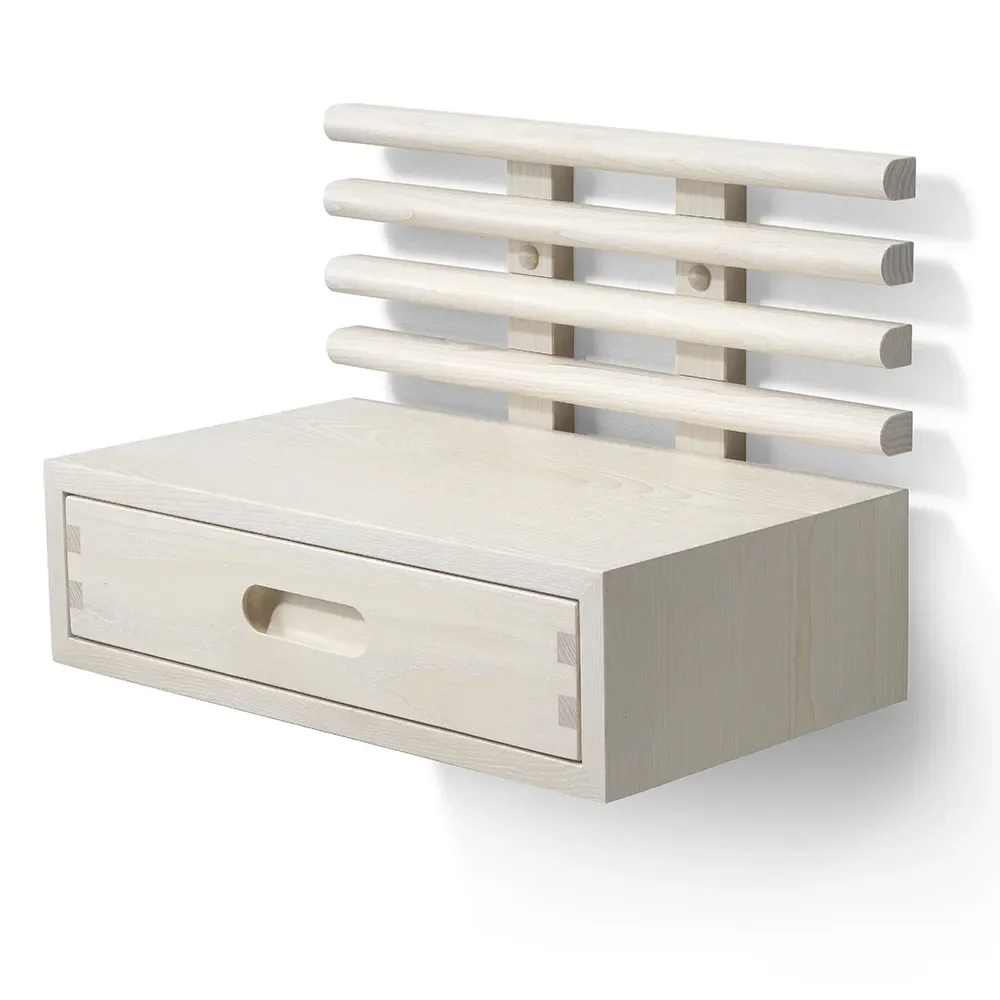 Zana Yöpöytä laatikolla Valkoinen öljytty saarni