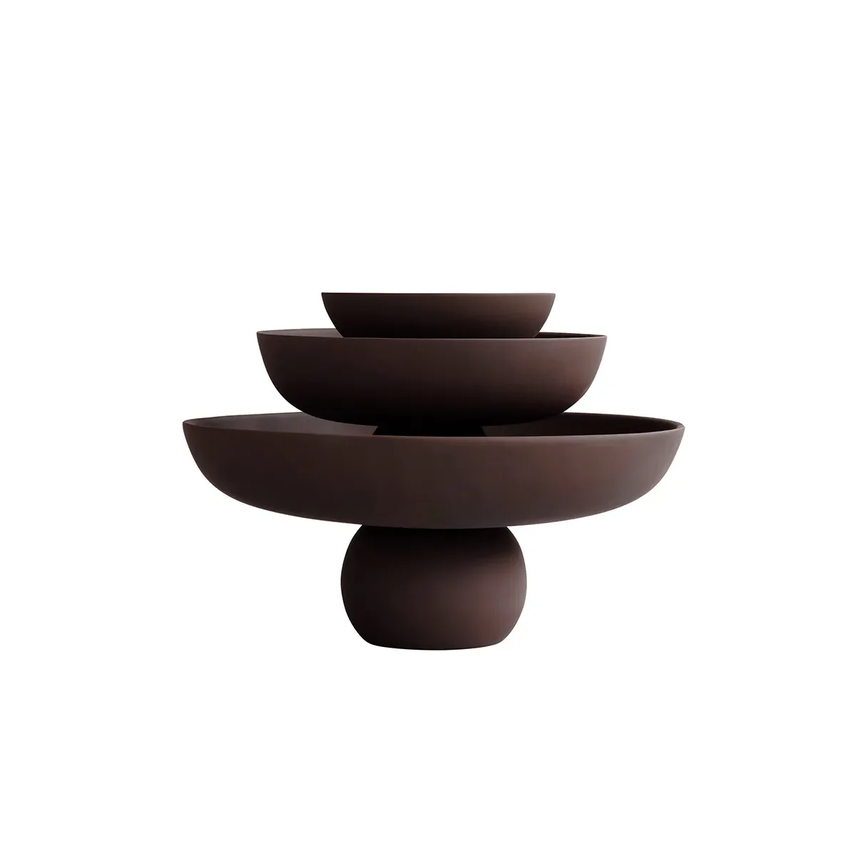 Käsinmaalattu koristekulho Baburu Medio Chocolate Brown Ø 30 cm