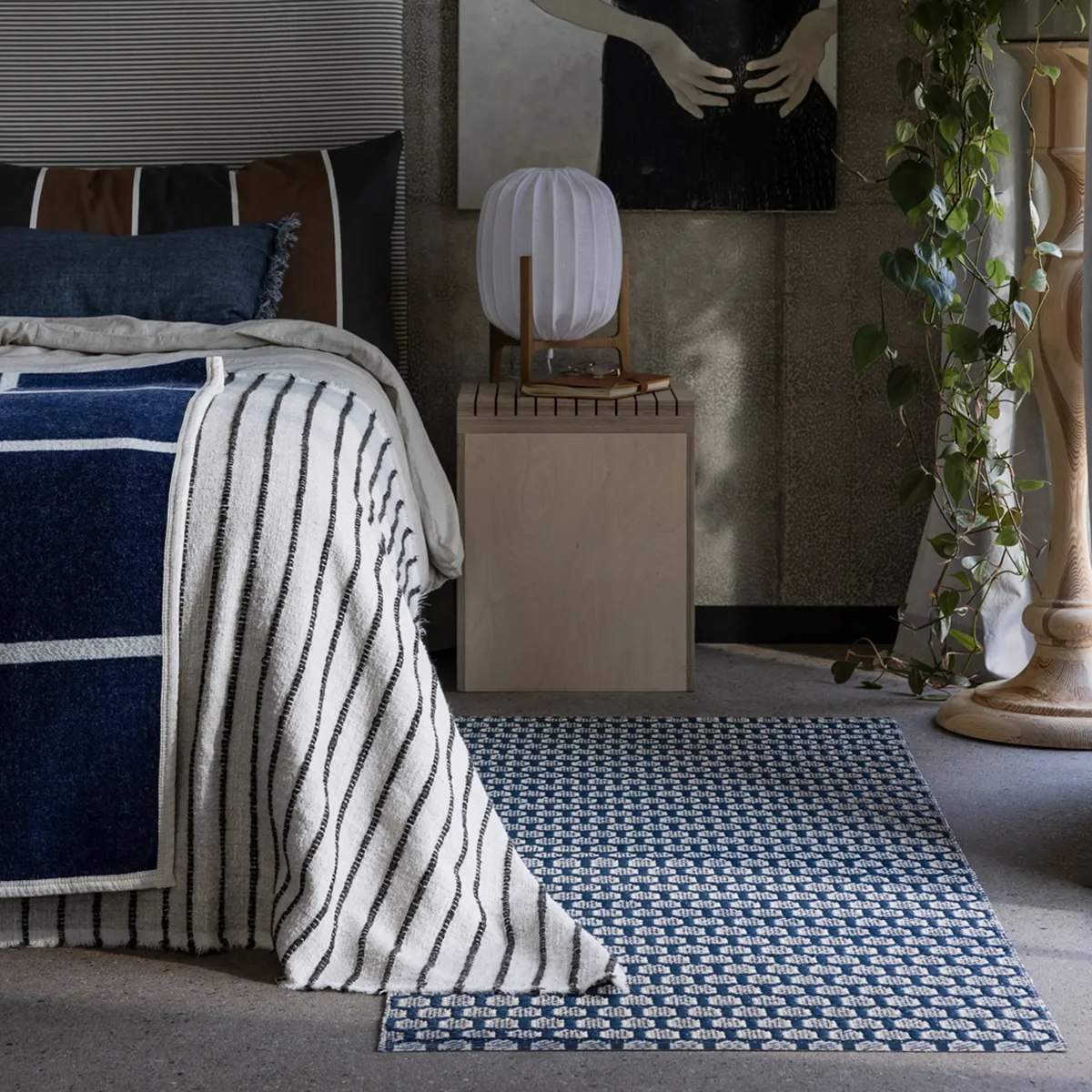 Käännettävä Muovimatto MIMI Ocean Blue/Cream 70x50 cm