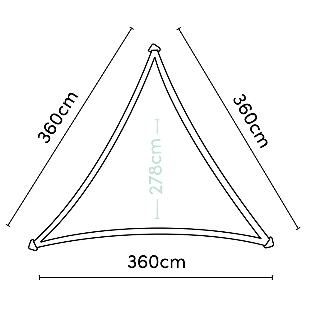 Coolfit aurinkoparasiitti, kolmiomainen, 360 x 360 cm, vihreä