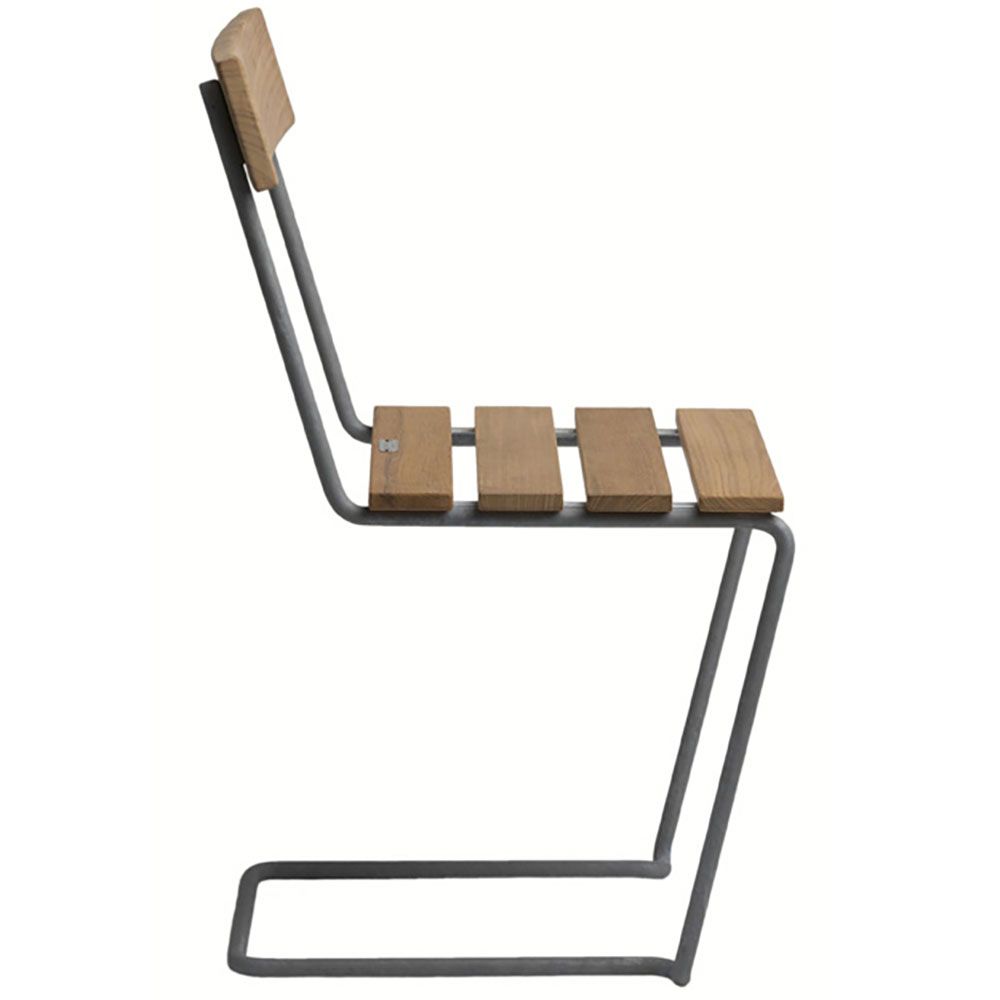 Tuoli A1 käsittelemätön tiikki / kuumasinkitty runko Grythyttan Stålmöbler