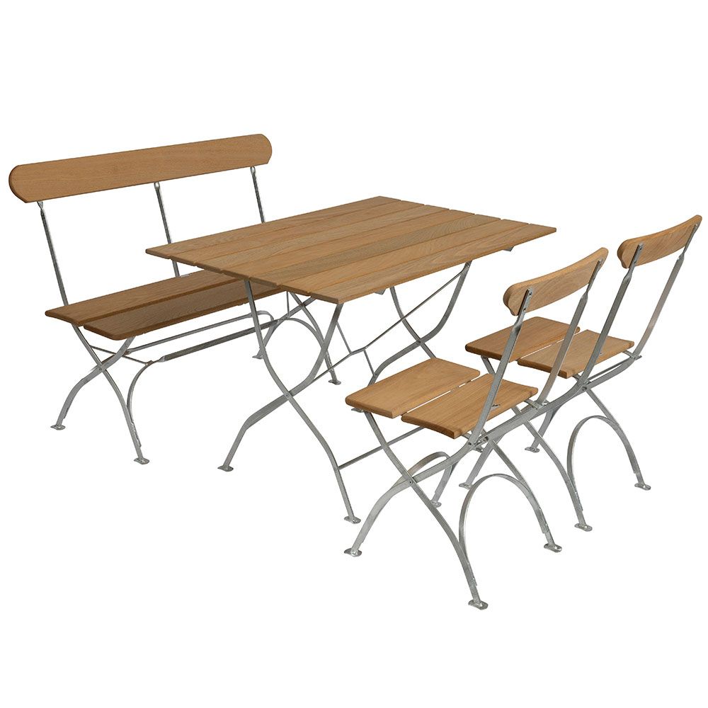 Grythyttan Stålmöbler puutarharyhmä pöytä, sohva ja 2 tuolia tammi