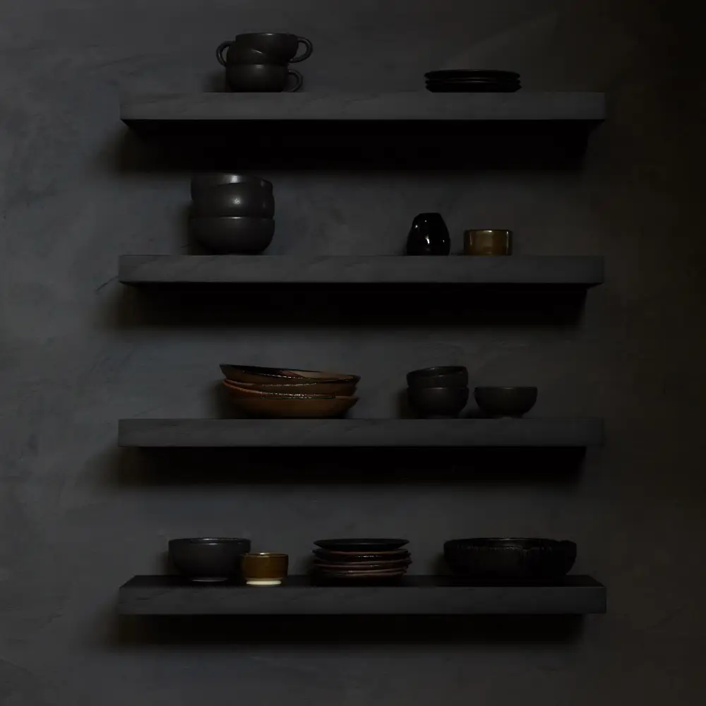 Seinähylly Mustaksi petsattua tammea 70x22 cm