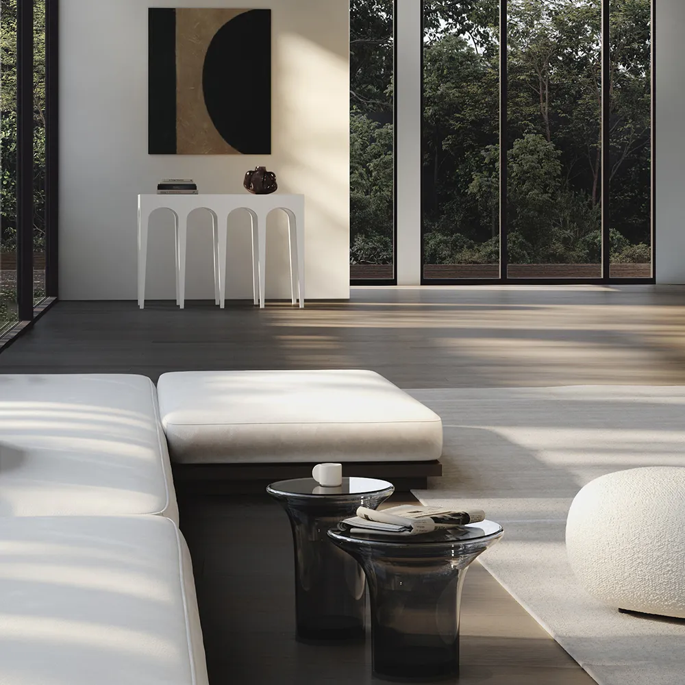 Trumpet-sohvapöytä matala - savumetsä