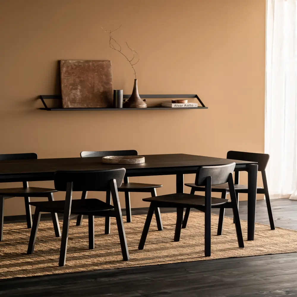 Ribbon hylly 140x20 cm musta tammi/musta metalli