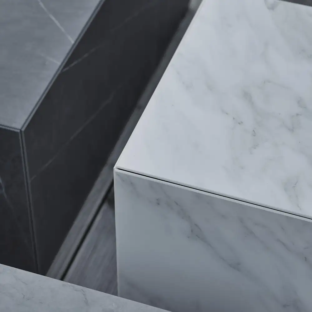 Zten sohvapöytä 40 x 40 cm valkoinen marmorinen ilme Brafab