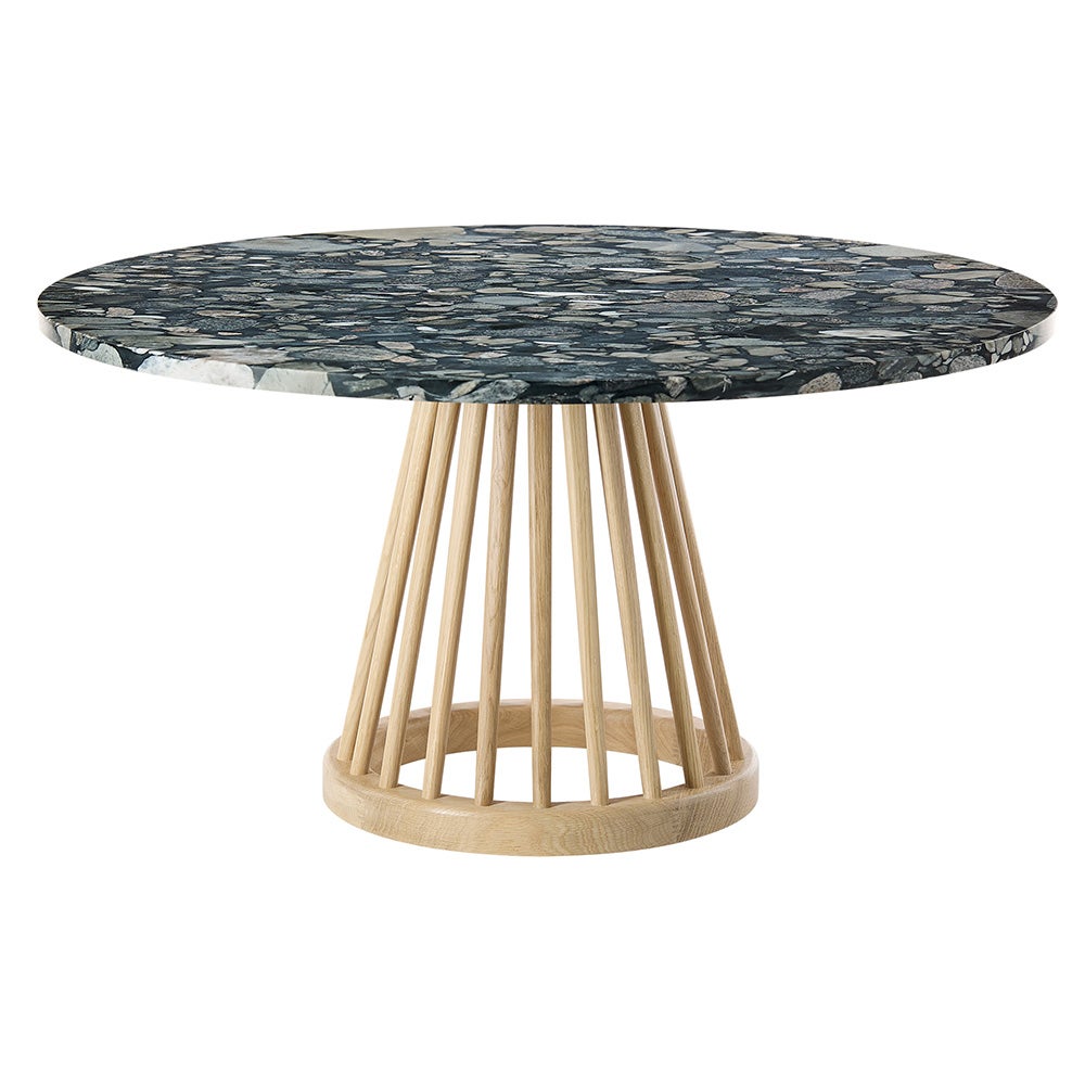Fan Table Natural Stone Top 90cm/36in Pebble