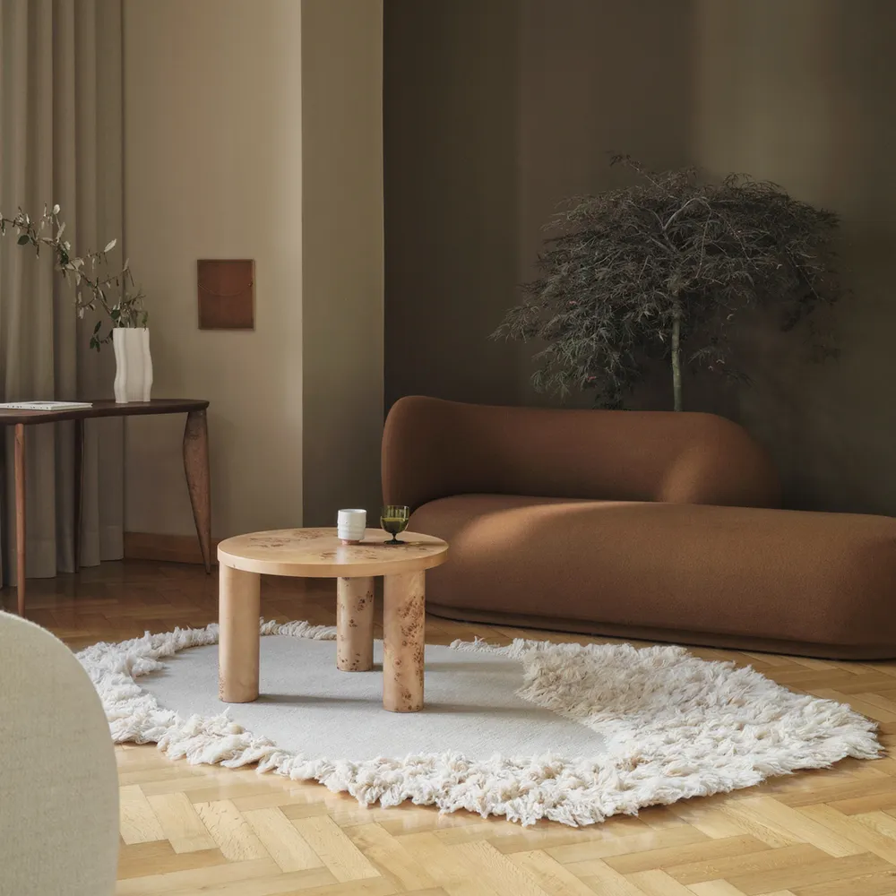 Post Sohvapöytä Ø65 cm - Poplar Burl Veneer