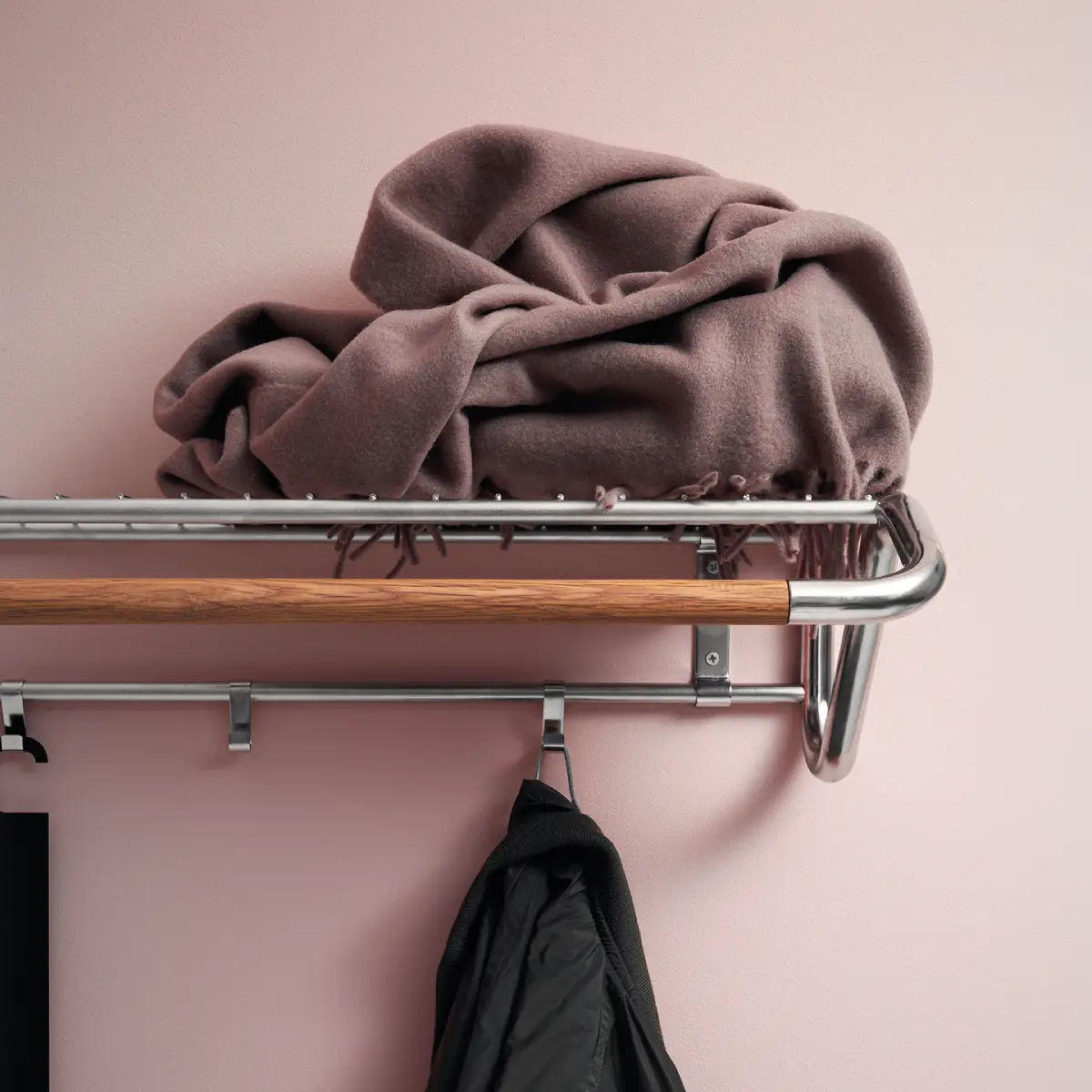 Funk Hattuhylly 122 cm Rostfritt stål Tammi