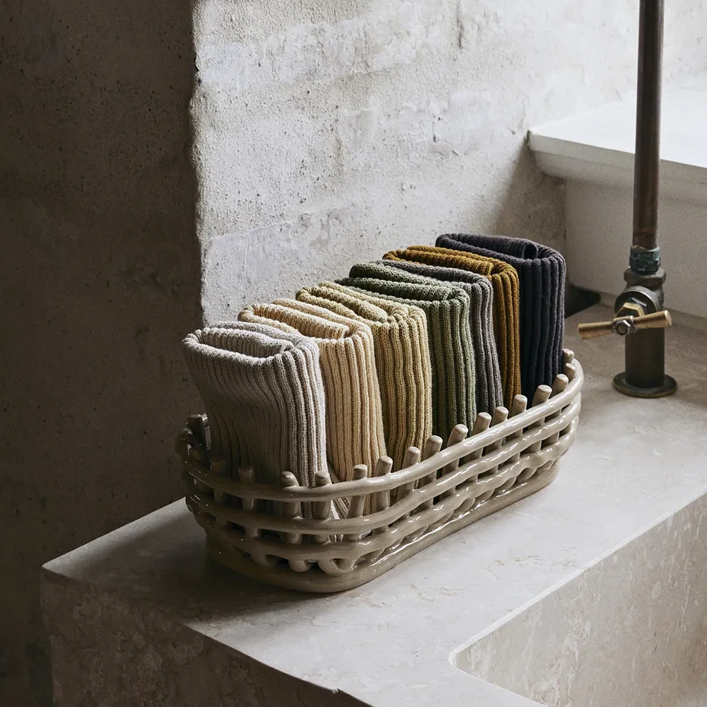 Ceramic Basket - Oval - Cashmere