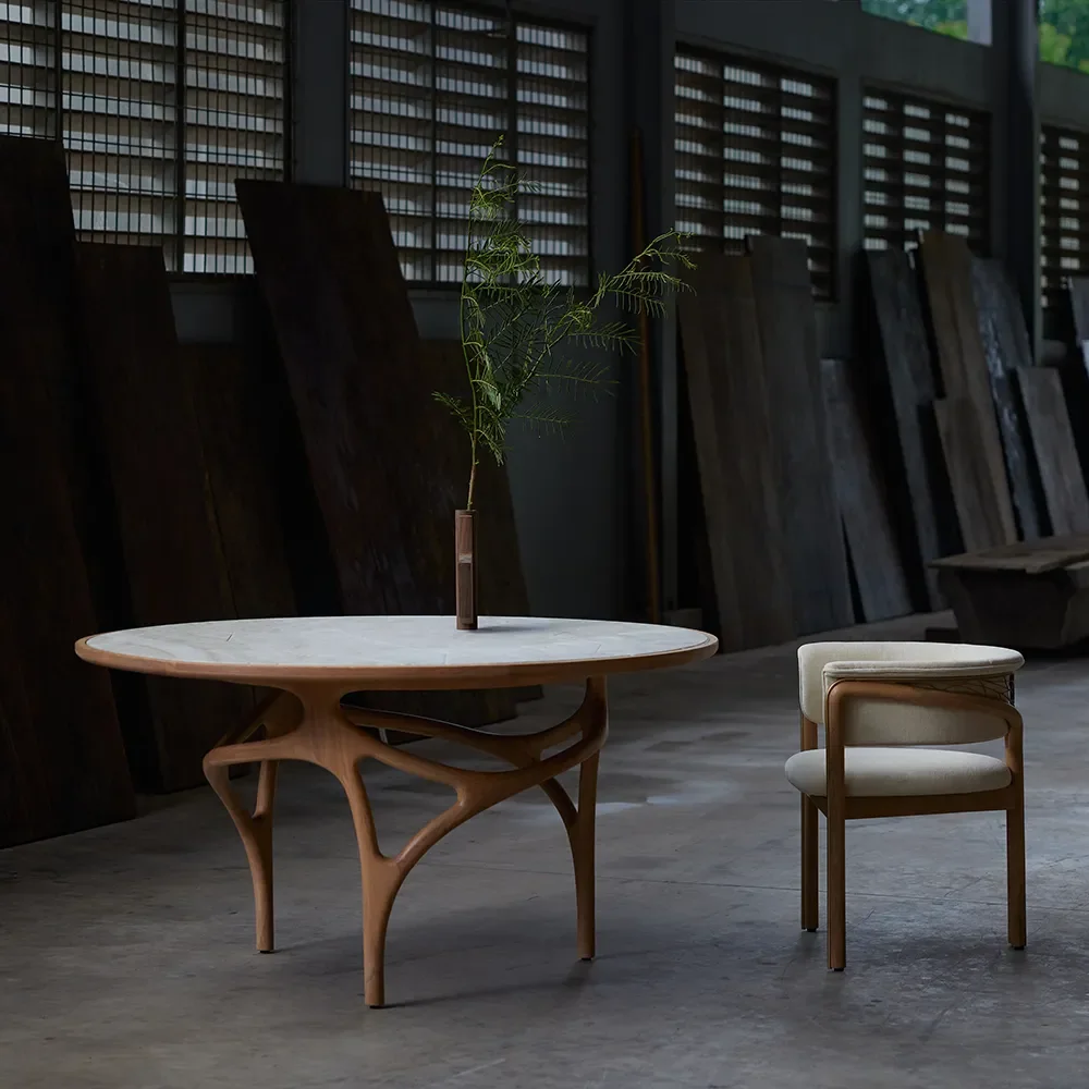 Cena ruokapöytä 150 cm lakattu tammi / beige quartzite