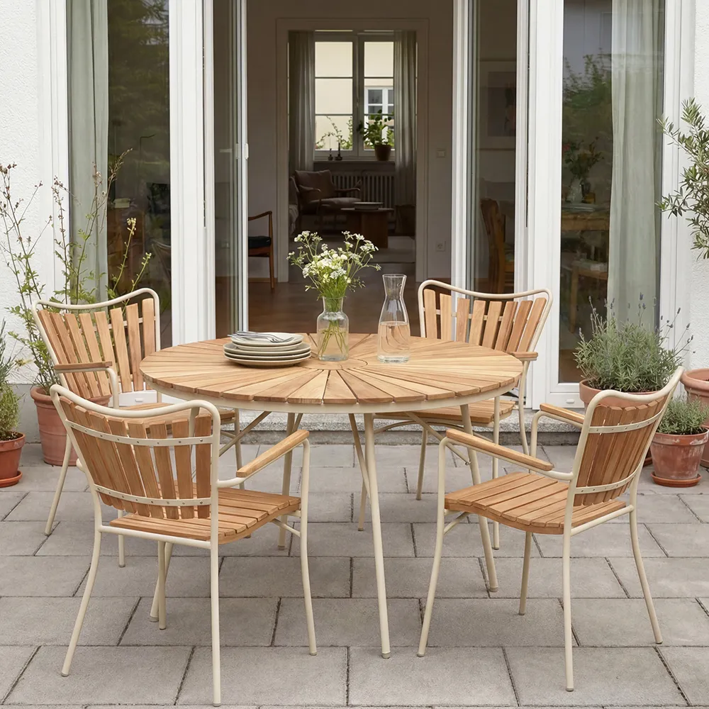 Ellen tuoli, hiekanharmaa / tiikki