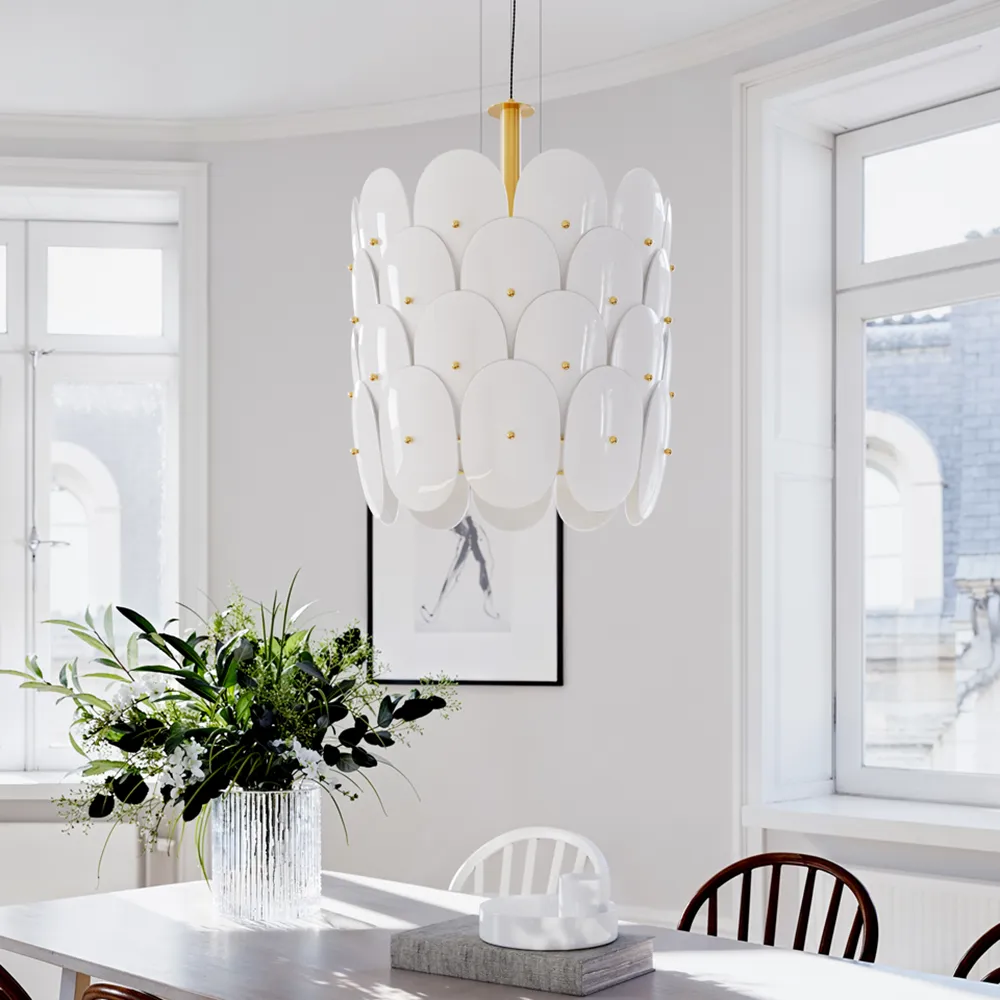 Omlott kattovalaisin Ø50cm messinki/valkoinen