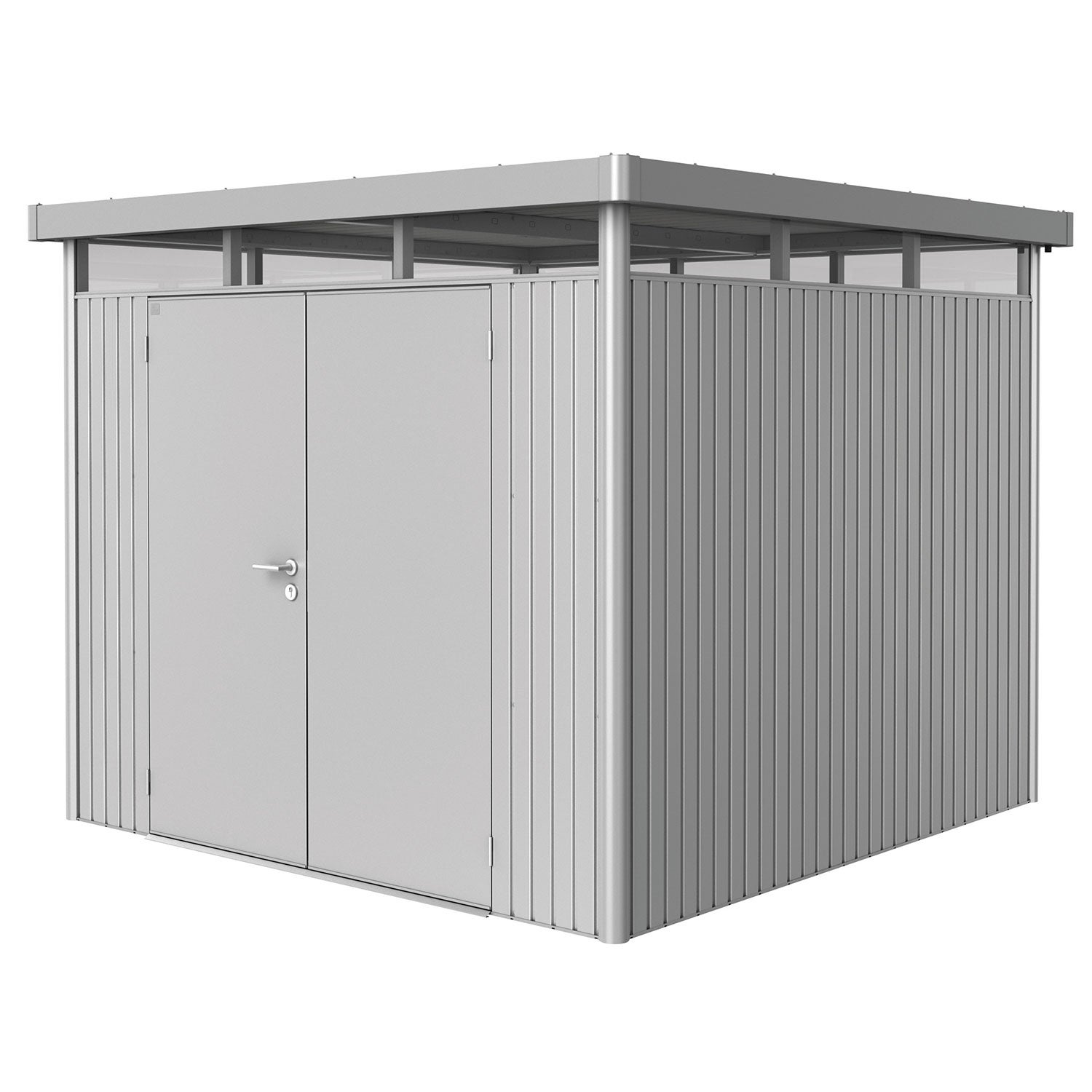 Highline puutarhavarasto dubbeldörr koko h4 metallic hopea