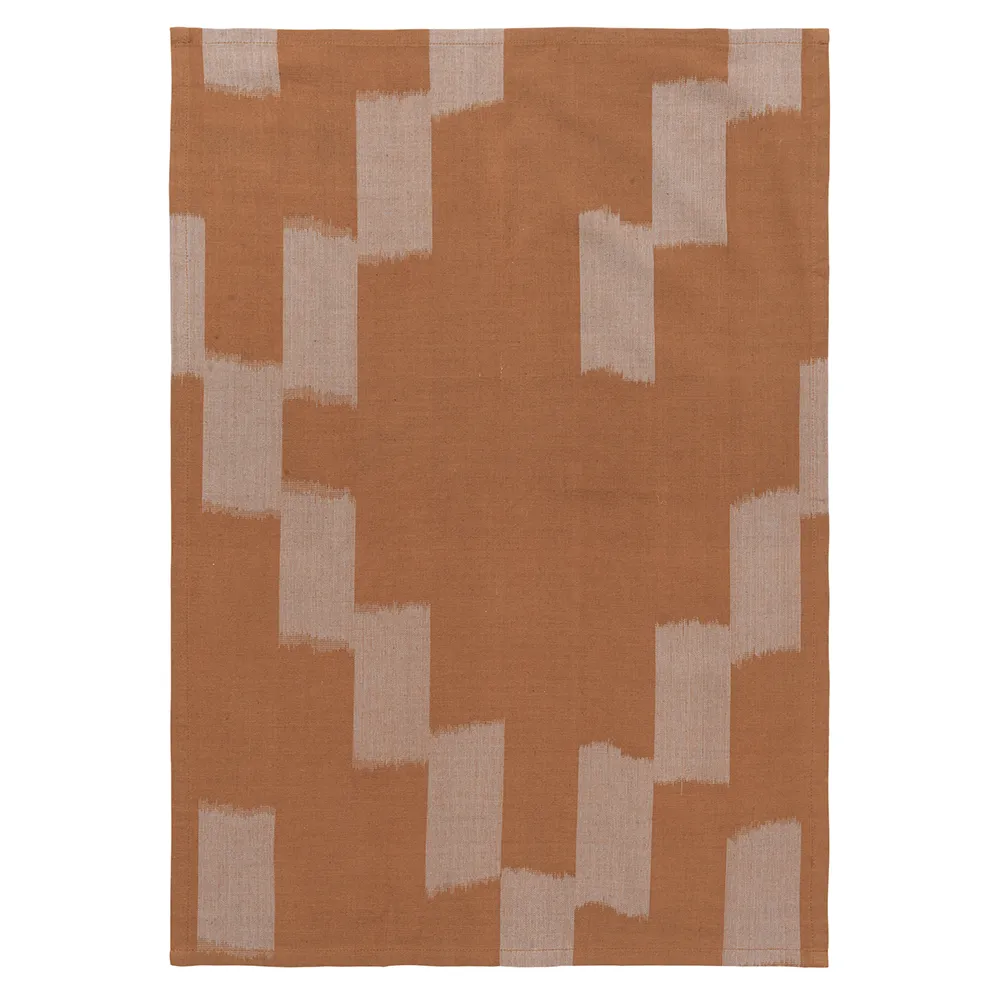 Ferm Living, Ikat Teepyyhe - Terracotta/Mist Blue