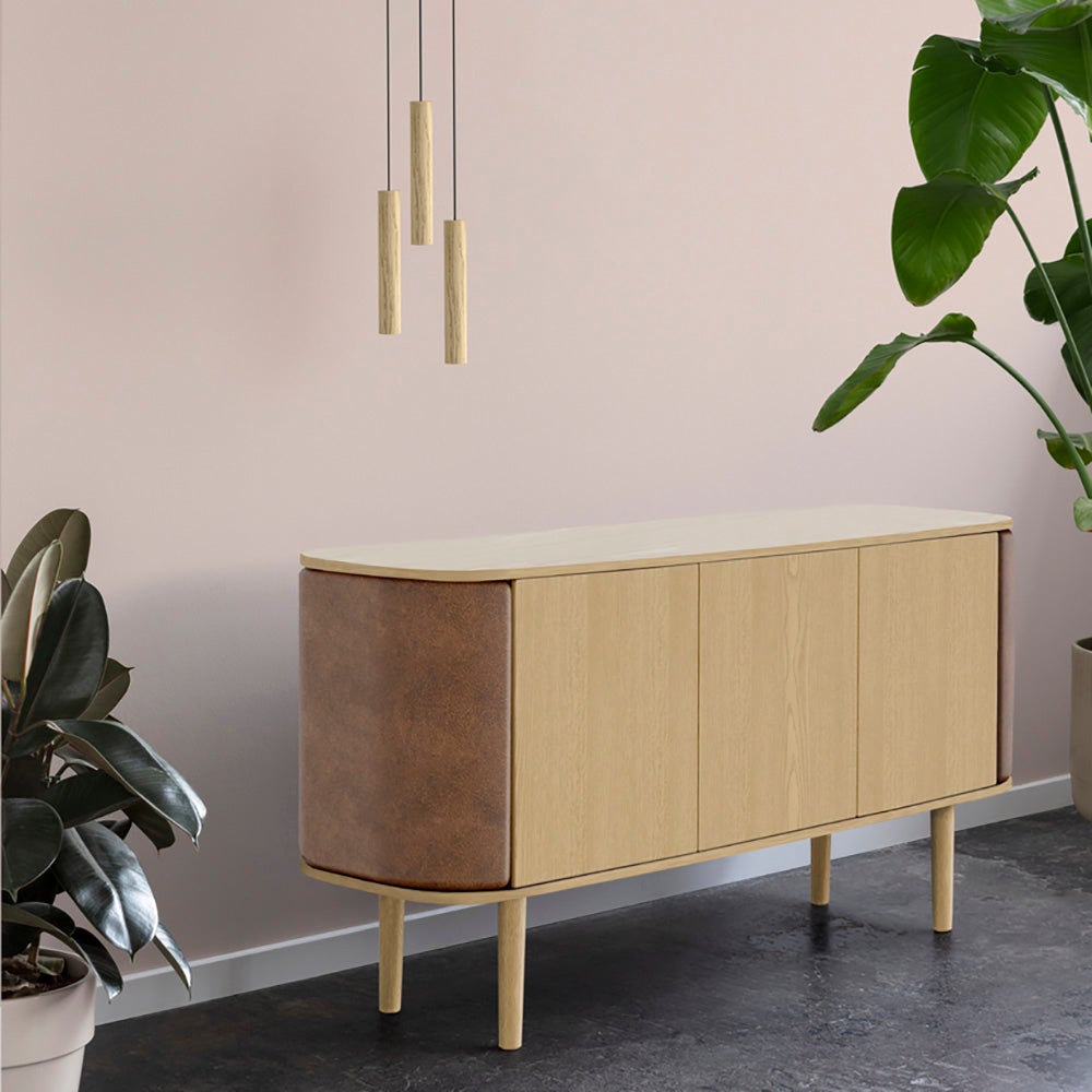 Treasures 3-ovinen kaappi tammi/Brown faux leather