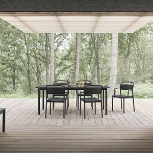 Linear Steel Ruokapöytä 140X75 cm Anthracite Black 