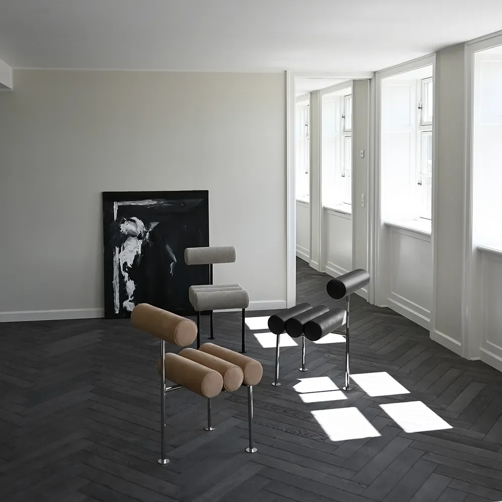 Hiro-ruokatuoli, musta runko - pellava