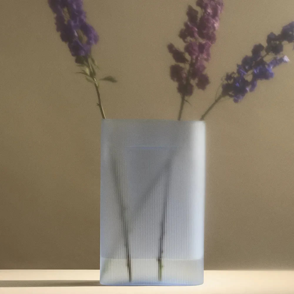 Ridge Maljakko H: 35 cm Light Blue Frosted