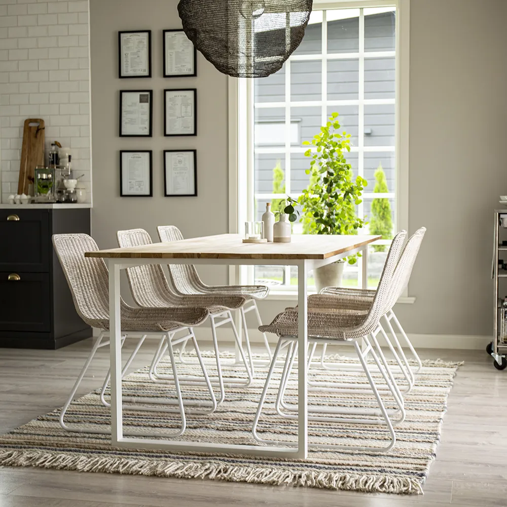 Cirebon ruokapöytä 90x200 cm valkoinen/takki 