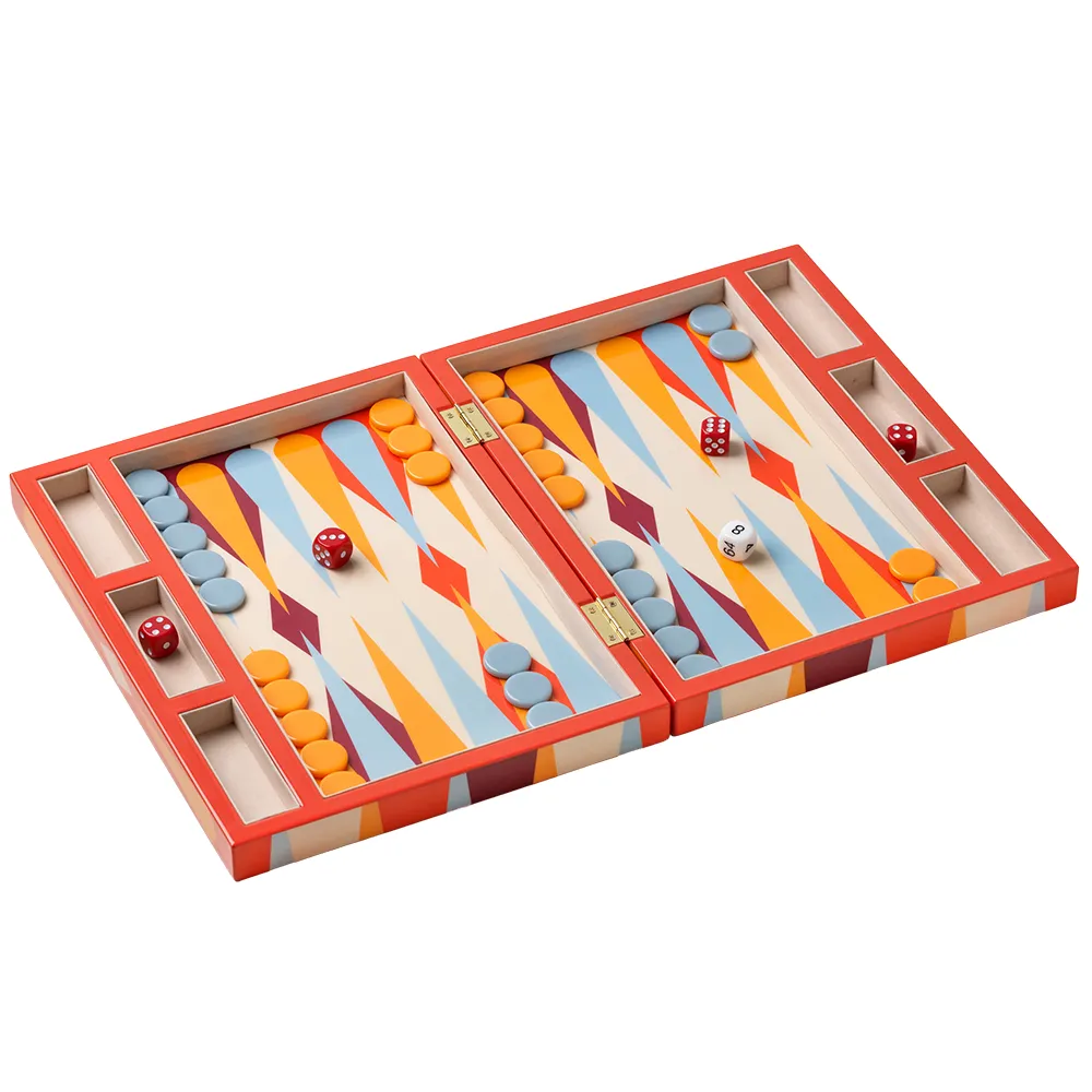 Lacquered Backgammon Red