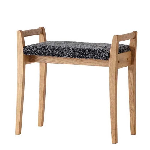 Meja jakkara Öljytty tammi/Lammasnahka Tummanharmaa