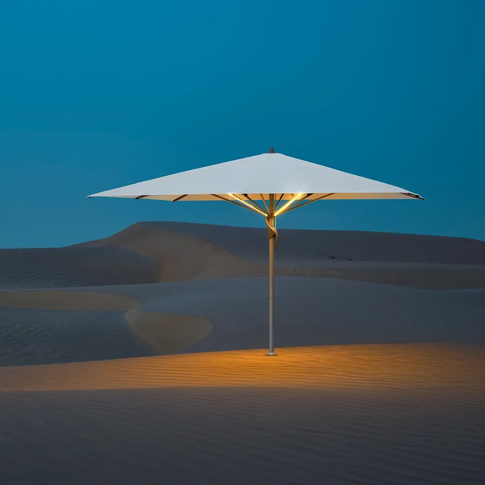 Fortello LED 350x350 cm aurinkovarjo alu Cat.2 158 Off white