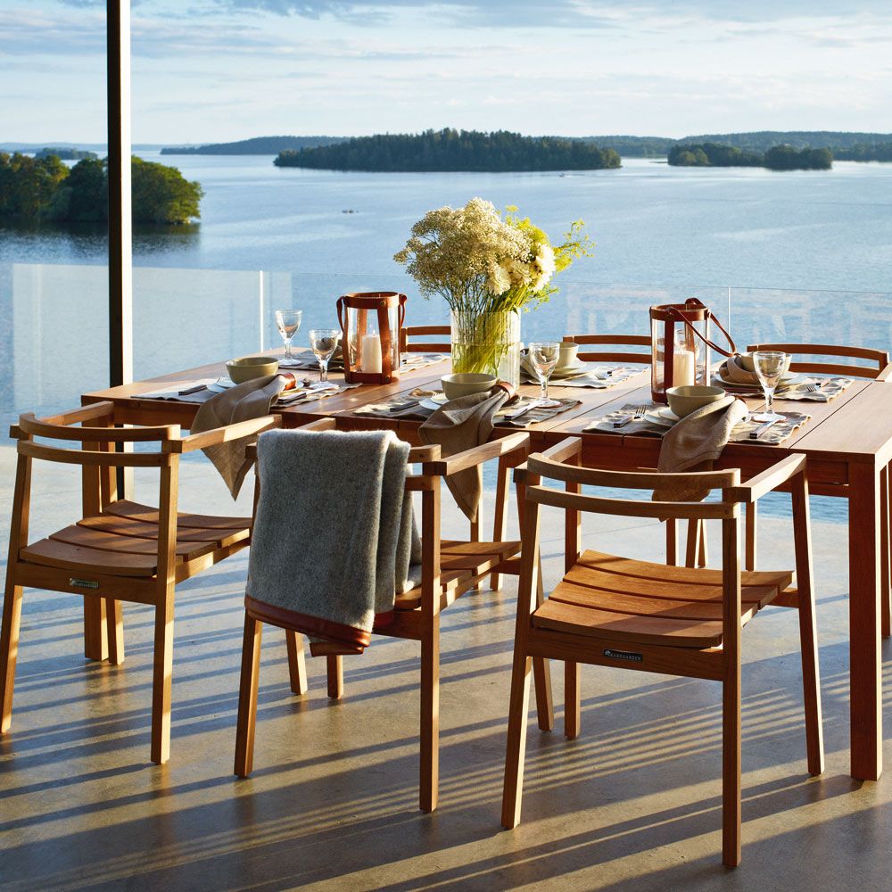 Oxnö ruokapöytä 100 x 220-300 cm tiikki Skargaarden