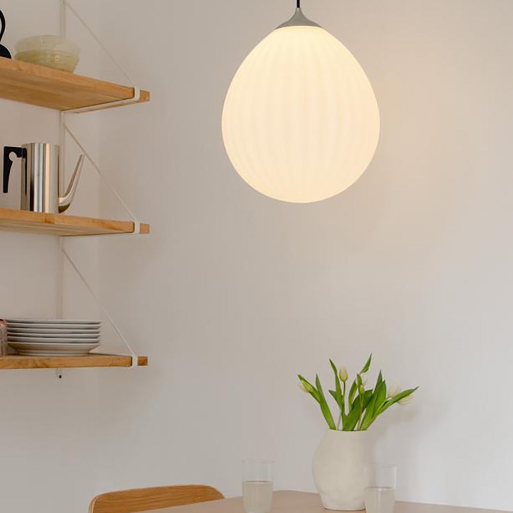 Maailman ympäri -lampunvarjostin Ø35 cm White/Brushed steel