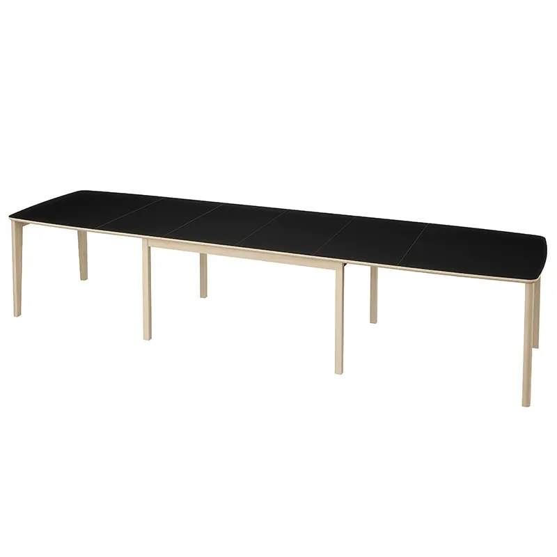 SM107 Ruokapoyta 101x160-316-368 cm Valkoinen oljytty tammi - Musta nanolaminaatti