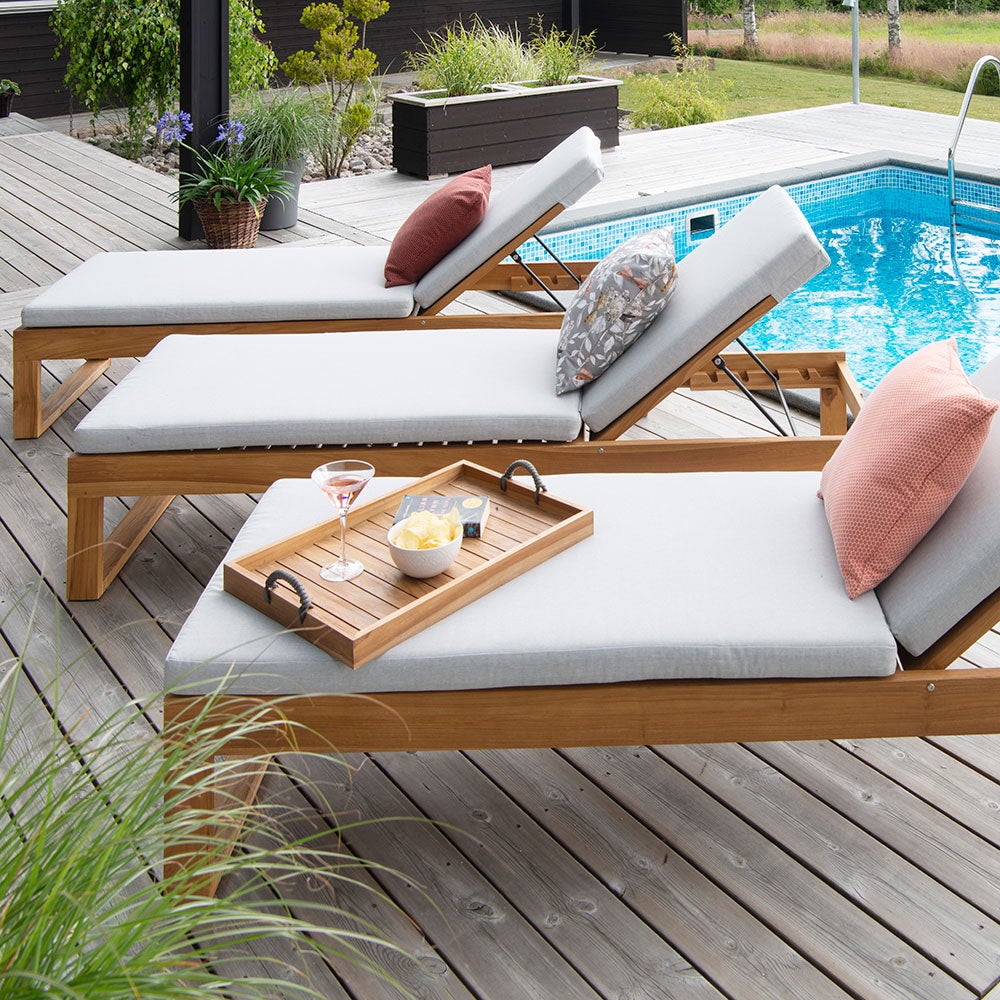 Himmelsnäs aurinkotuoli beige tiikki