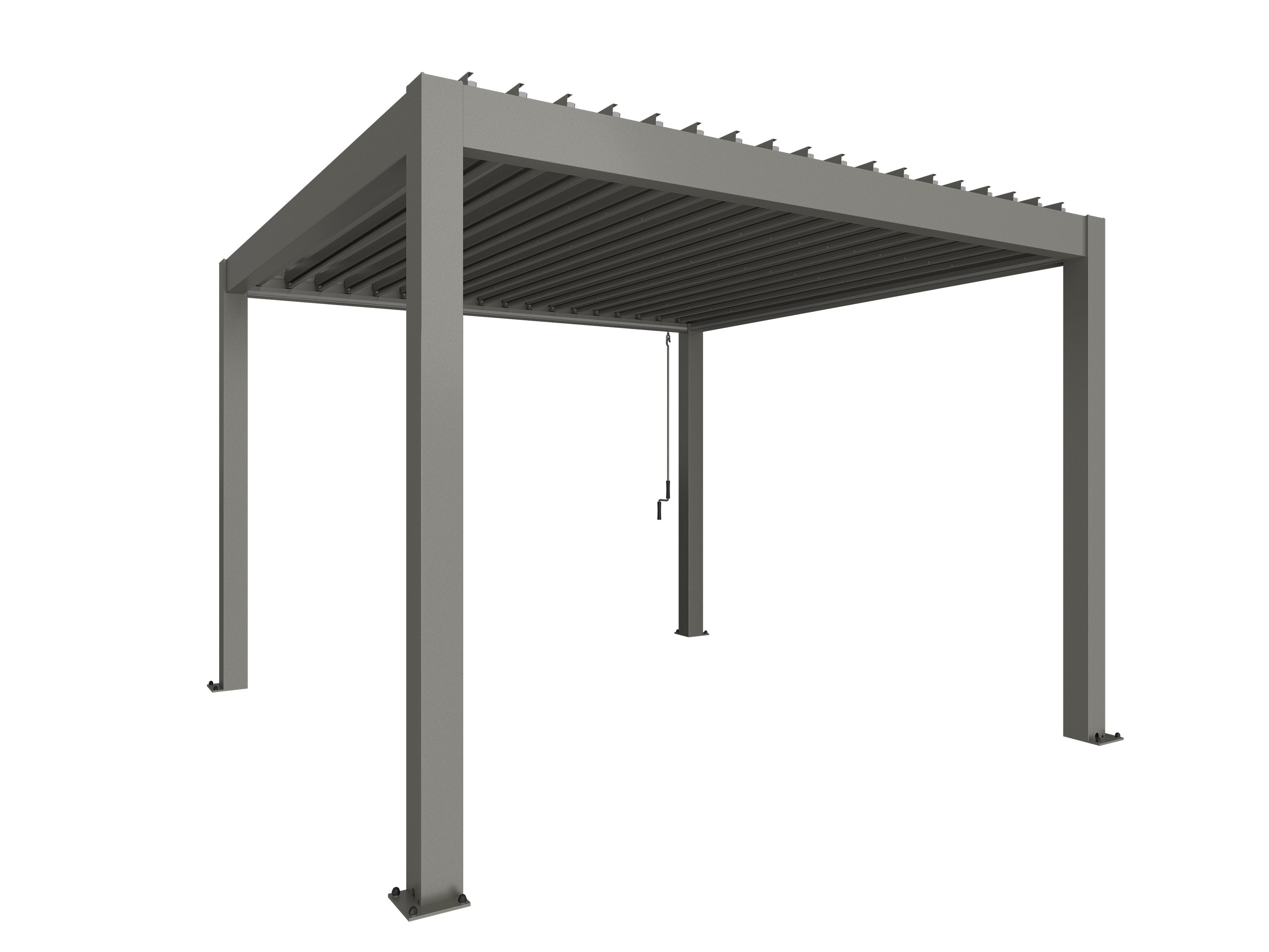 Pergola storlek 3,5 x 3,5 metallinen quartz harmaa