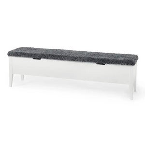 Klinte penkki 160 cm valkoinenaitoa lampaannahkaa