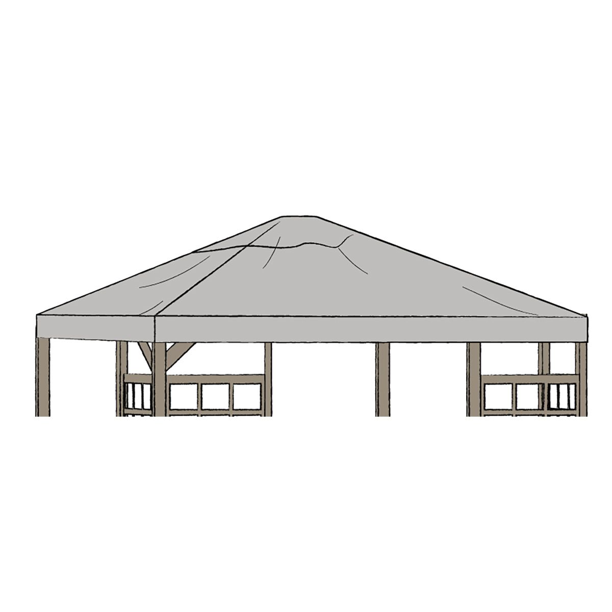 Hov paviljongin katto 350x350 cm harmaa 