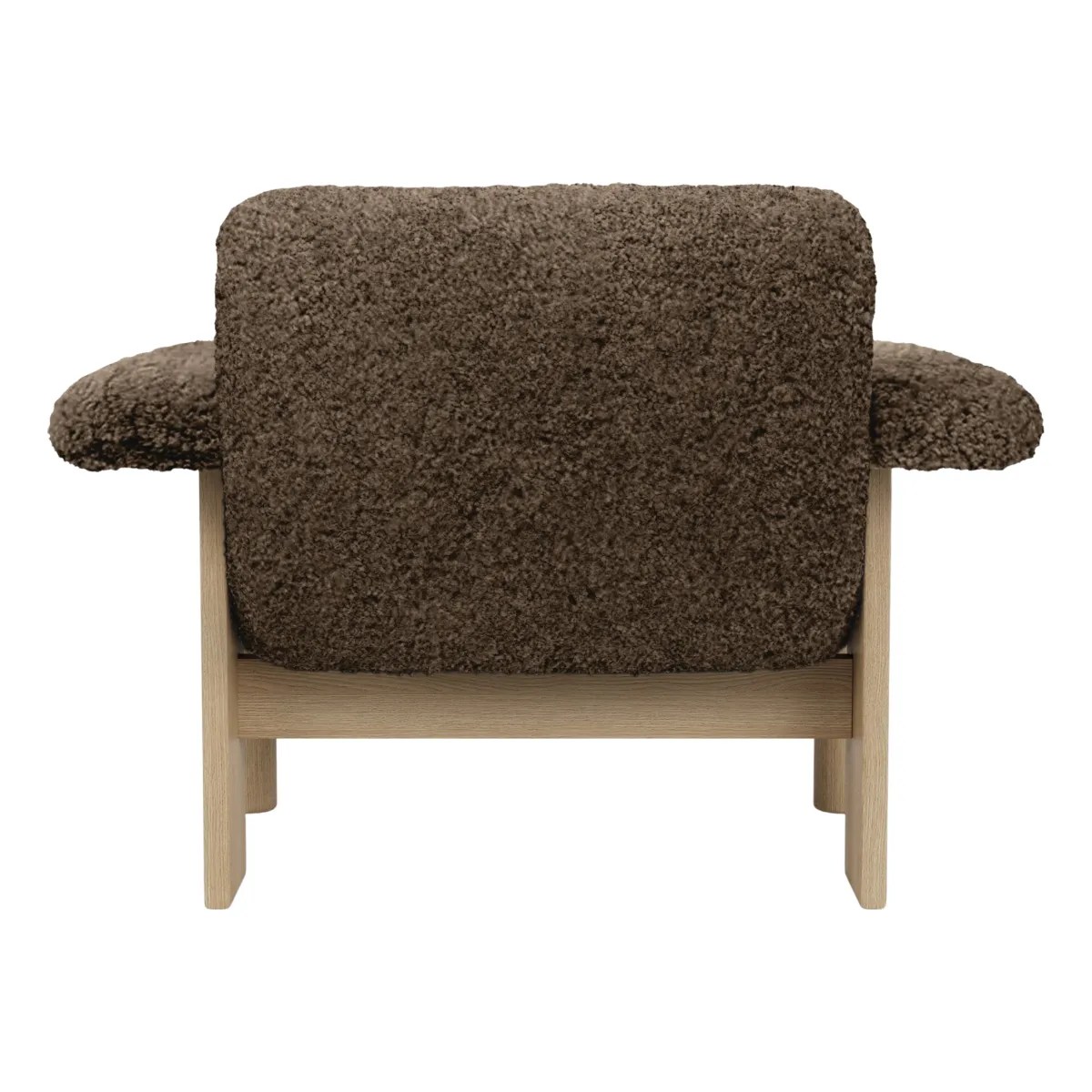 Brasilia lounge-tuoli, matala selkänoja, massiivitammi, Sheepskin Nevotex Root