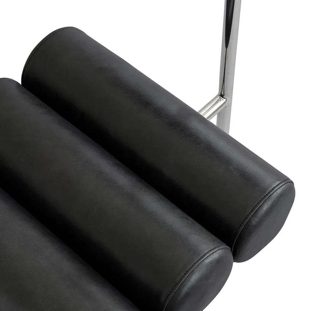 Hiro-ruokatuoli ruostumattomasta teräksestä - aniliininahka musta