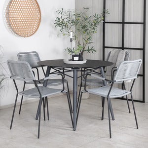 Lindos käsinojallinen tuoli Harmaa 2 kpl