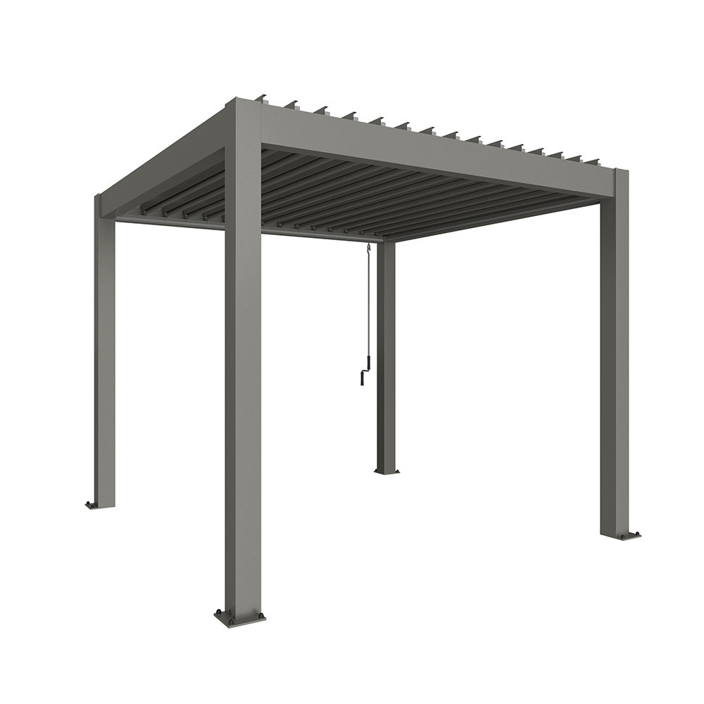 Pergola koko 3 x 3 metallinen quartz harmaa